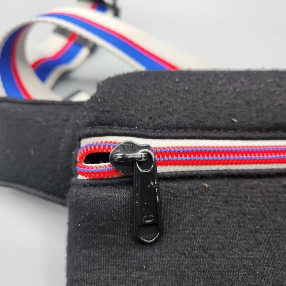 Vintage Champion Soft Belt Bag Black Fanny Pack Padded Striped - Picture 4 of 15